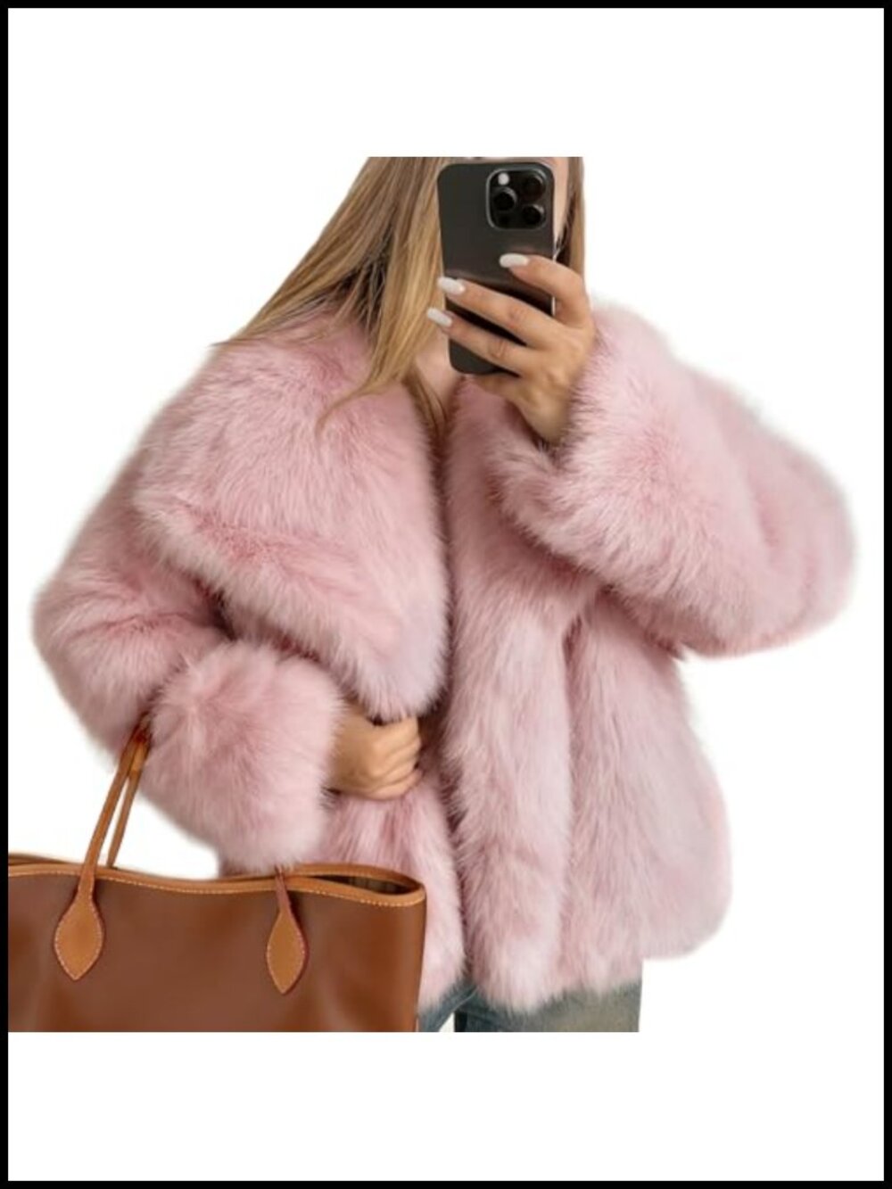 Faux Fur Furry Shaggy Coat Long Sleeve Cropped Jacket Winter